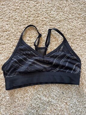 PINK Victoria's Secret Black Sports Bralette with Metallic Print